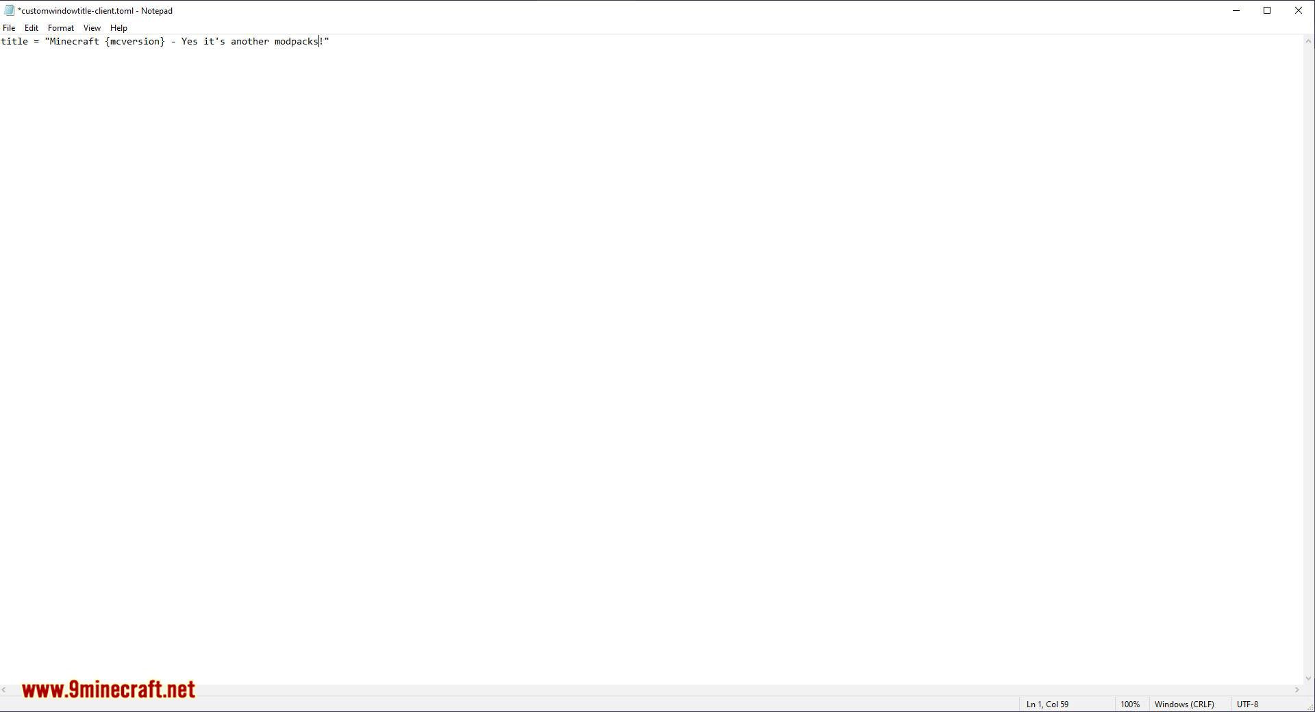 Custom Window Title mod for minecraft 03