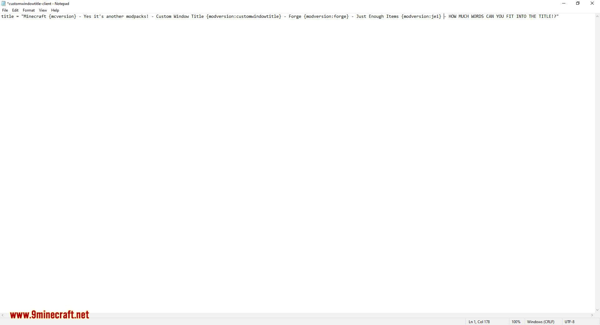 Custom Window Title mod for minecraft 09
