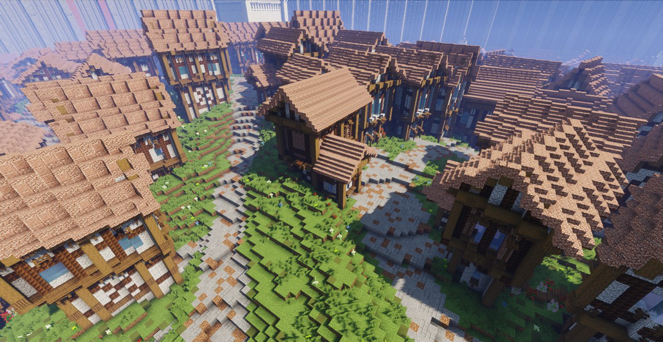 Attack on Titan Shiganshina District in a Minecraft map 1.16.5