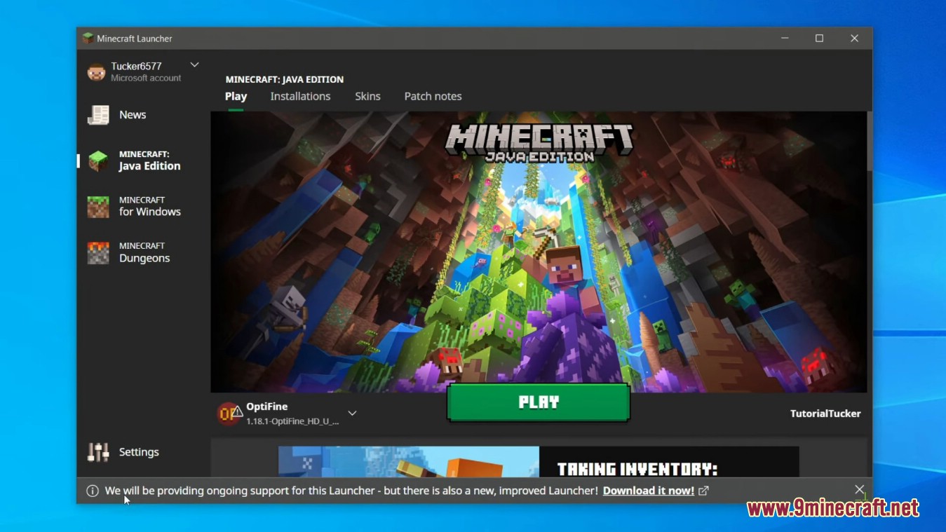 Minecraft Launcher - główne okno, download.net.pl