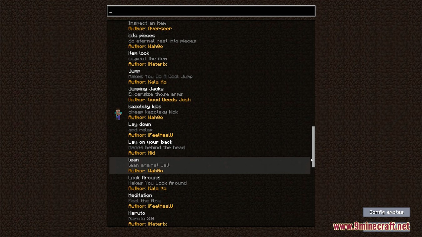 The menu - Emotecraft