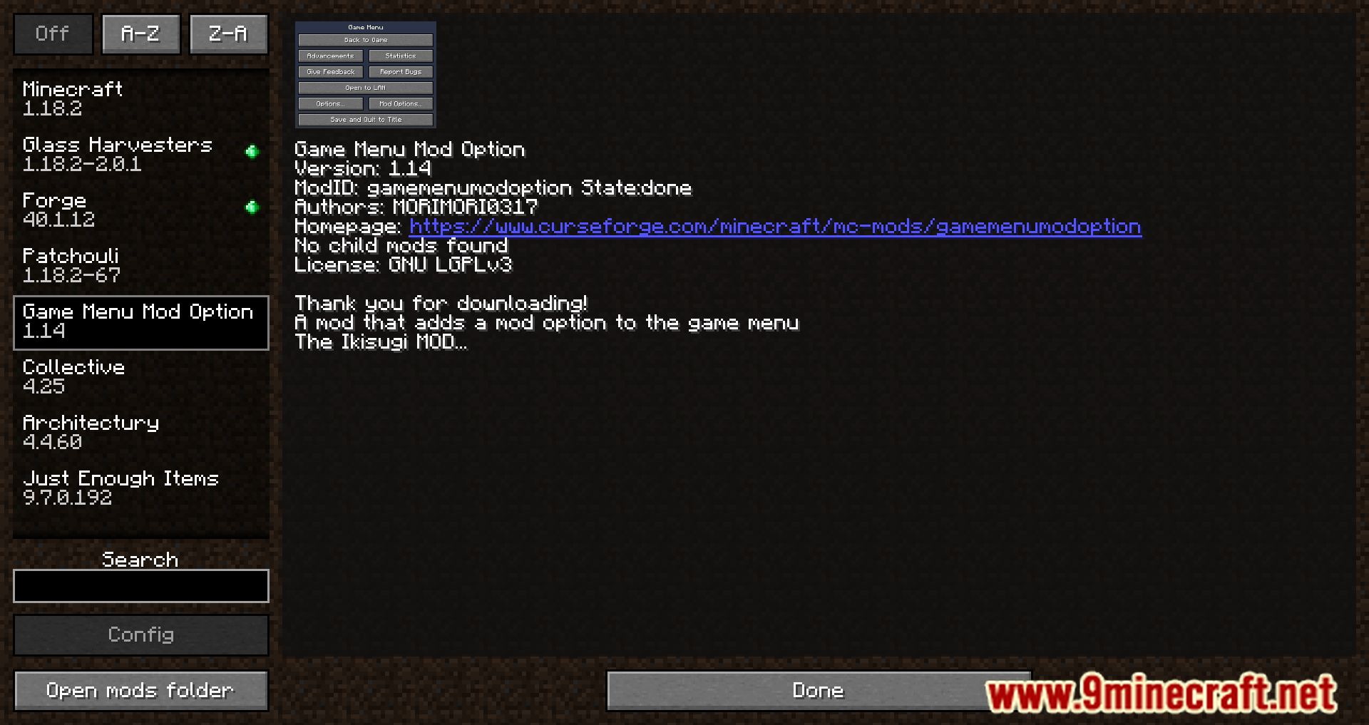 Game Menu Mod Option Mod (1.20.2, 1.19.4) - Modding Menu 