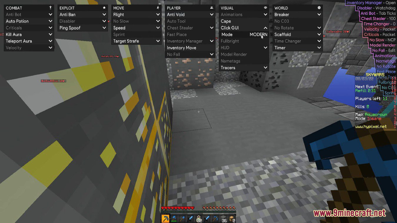 Bedwars Gui - Kill Aura - Speed - Fly - Teleport More