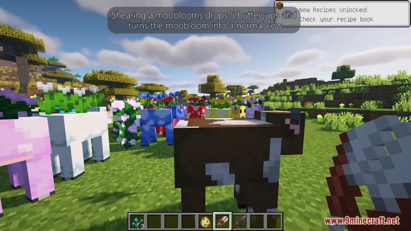 Mooblooms Mod 1.17.1 (Add cow color and flowers) - Minecraft