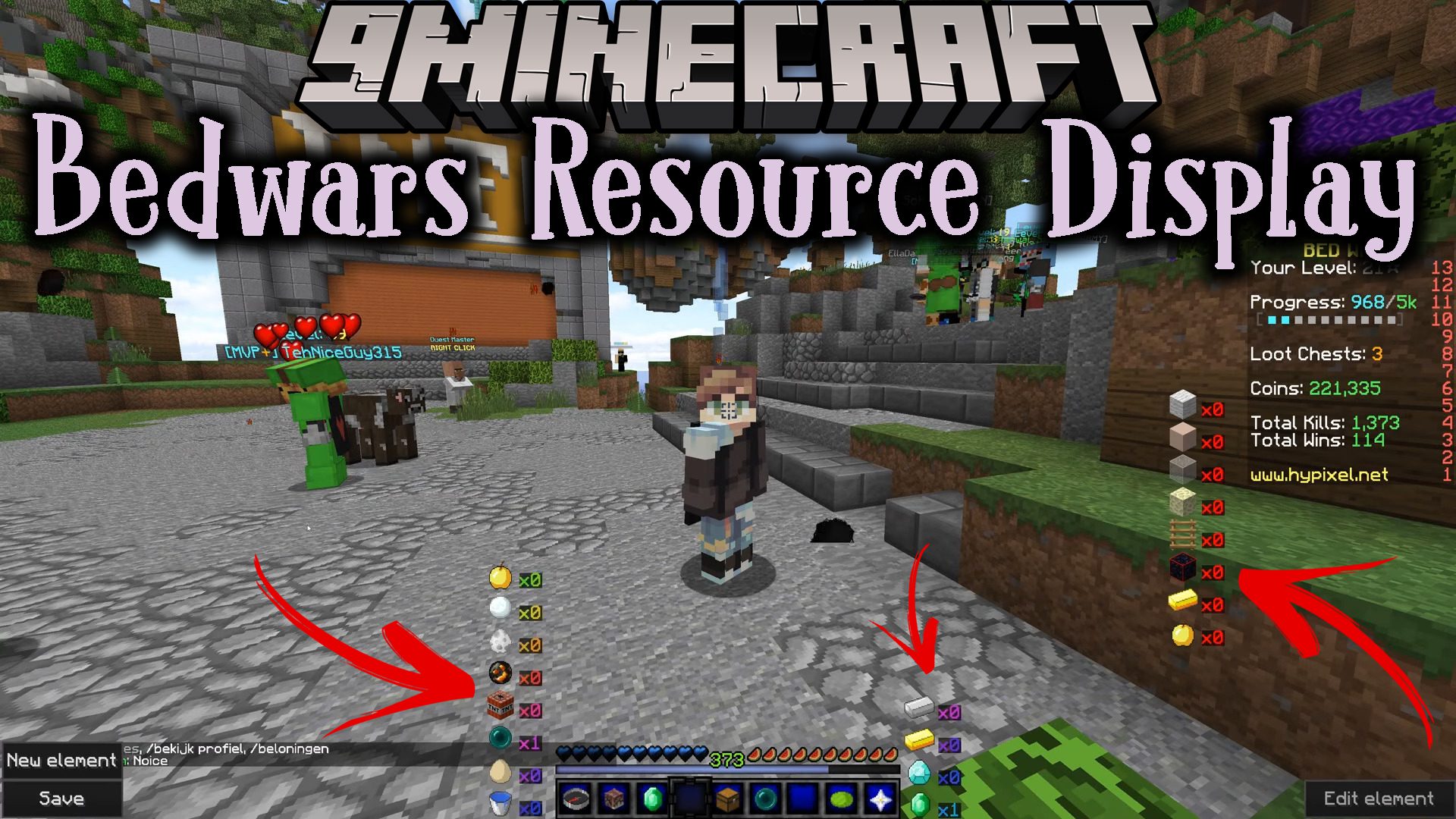 Bedwars Resource Display Mod (1.8.9) - Visual on-screen Display 