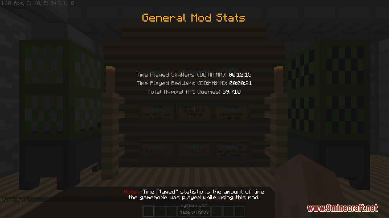 HyStats Mod (1.8.9) - BedWars, SkyWars Stat HUD, Stat Tracking 