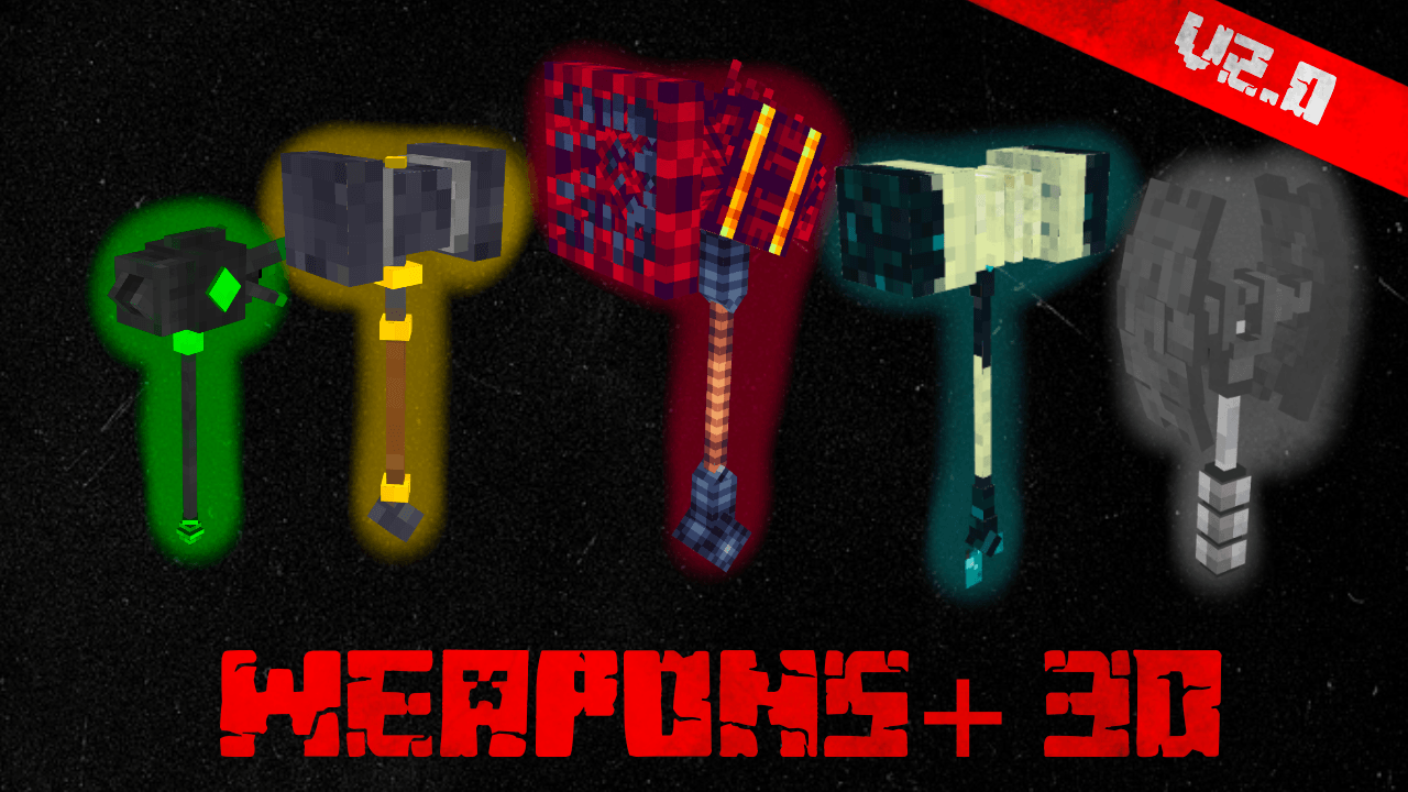 Weapons+ 3D Addon (26.x, 1.21) – MCPE/Bedrock Mod