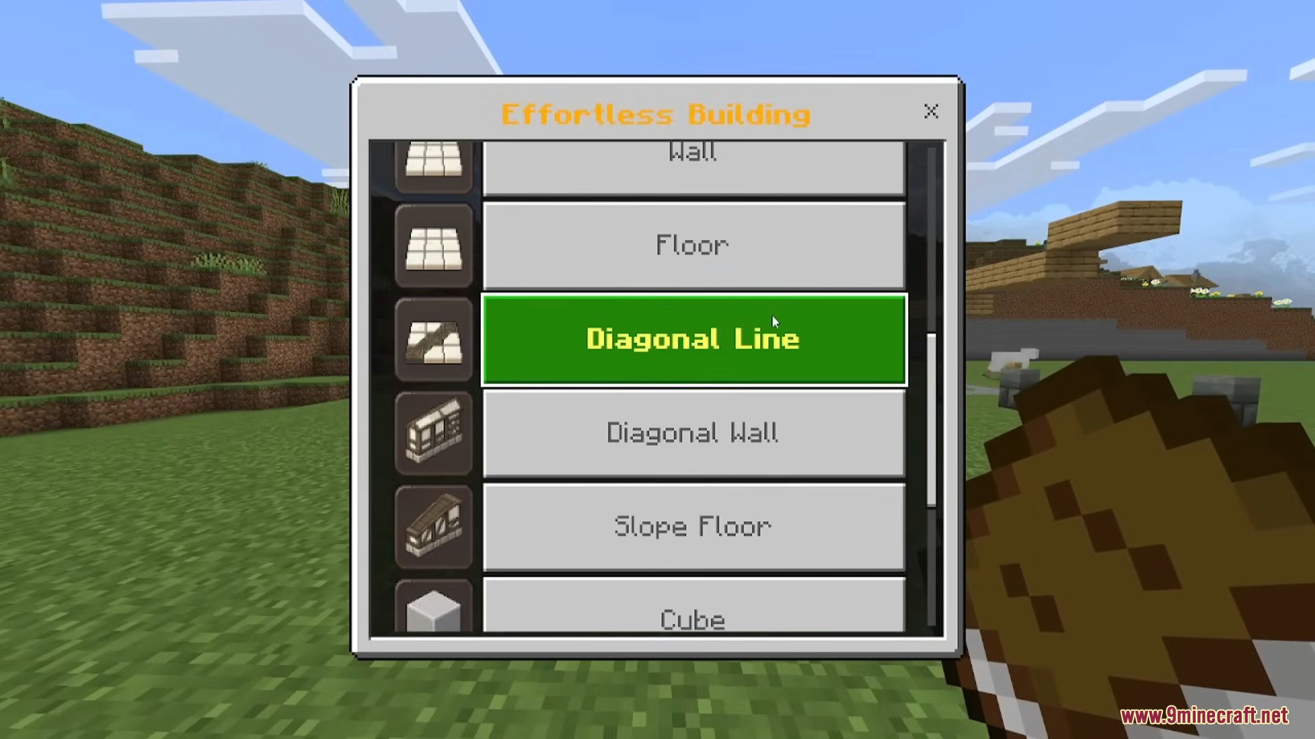 Selection menu showing various build modes for Effortless Building
