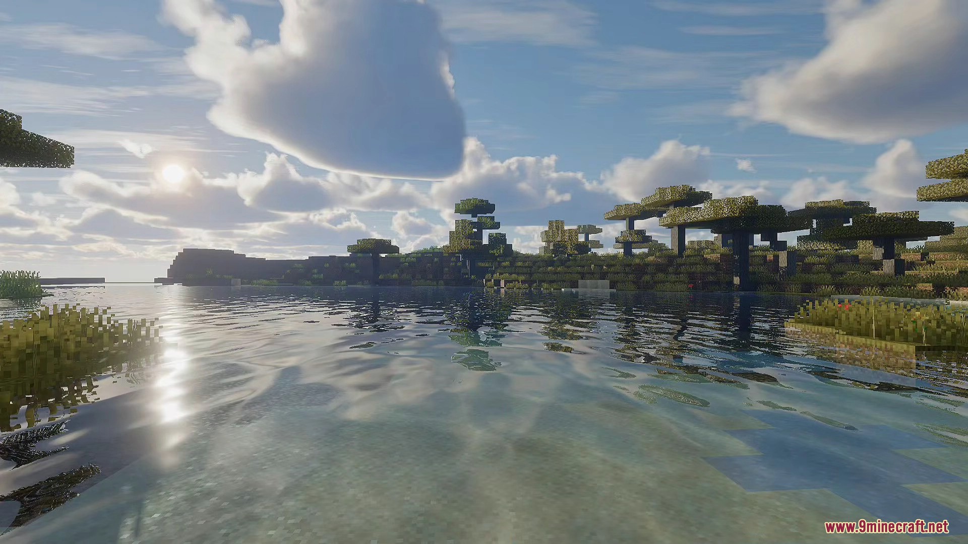 Beautiful water with realistic reflections and volumetric clouds enhance the coastal scenery