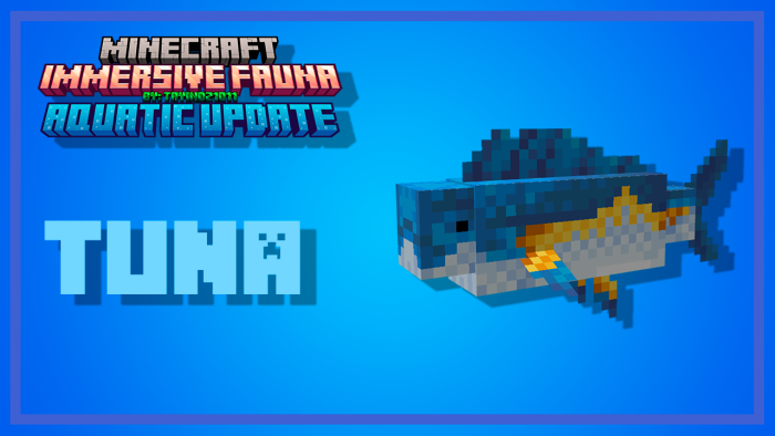 Immersive Fauna Aquatic Update Addon Screenshot 19 A Minecraft Immersive Fauna Aquatic Update screenshot featuring a tuna