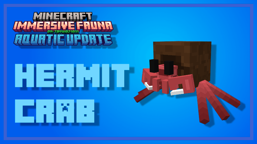 Immersive Fauna Aquatic Update Addon Screenshot 12 A Minecraft Immersive Fauna addon featuring a blocky hermit crab