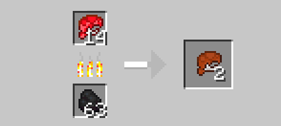 Immersive Fauna Aquatic Update Addon Screenshot 37 A crafting recipe showing red wool and coal creating brown wool