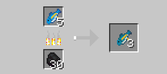 Immersive Fauna Aquatic Update Addon Screenshot 35 A furnace smelting raw fish into cooked fish in Minecraft