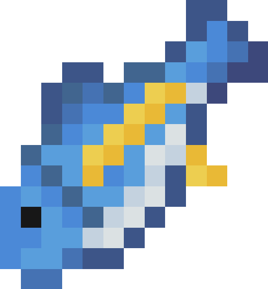 Immersive Fauna Aquatic Update Addon Screenshot 31 A pixelated blue and yellow fish from a Minecraft addon