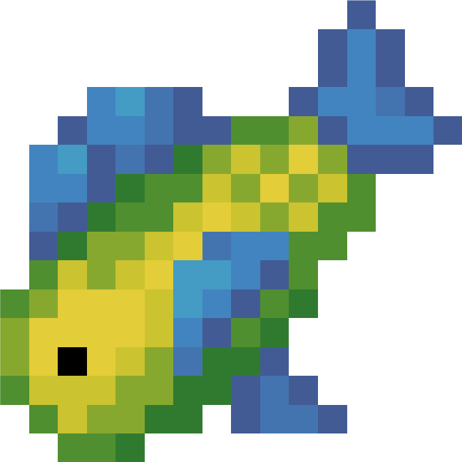 Immersive Fauna Aquatic Update Addon Screenshot 32 A pixelated colorful fish character from a Minecraft Bedrock addon