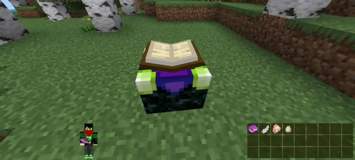 Advanced enchantment table block with custom colors in grassy area