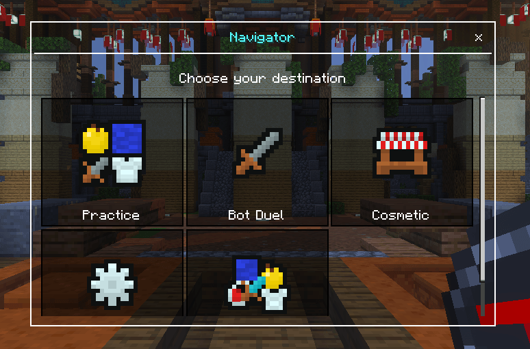 Amixi Practice Map navigator menu for selecting different game modes