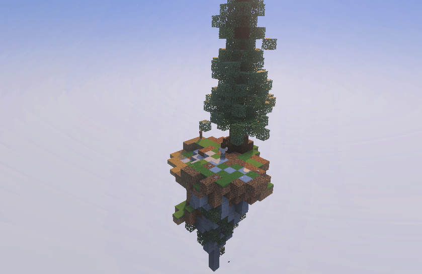 Small floating island featuring a tall tree for movement training