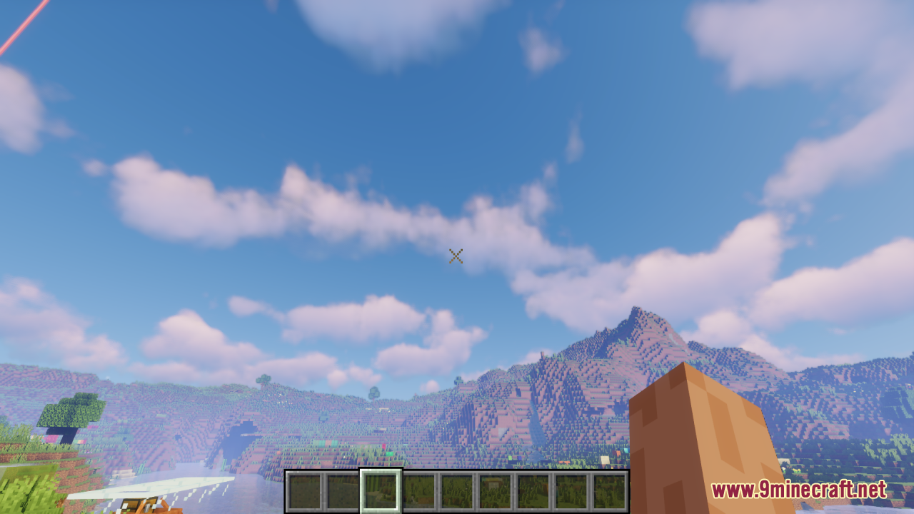 An X-Shaped Crosshair Resource Pack Screenshot 2 Looking up at the cloudy sky to test the new pointer