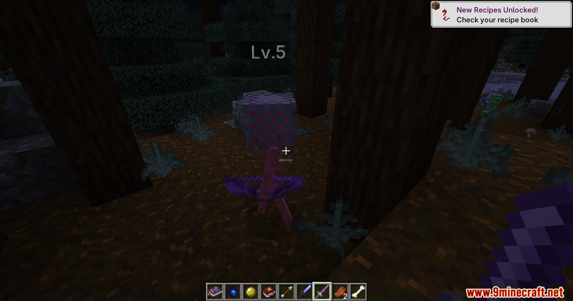 Aiming a bow at a unique, leveled mushroom spider