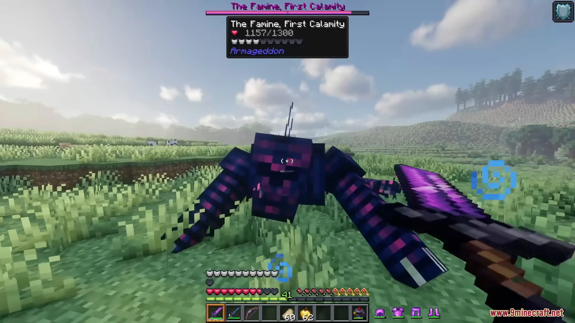 Fighting Vaedric the Fallen Wanderer boss in the Armageddon Mod