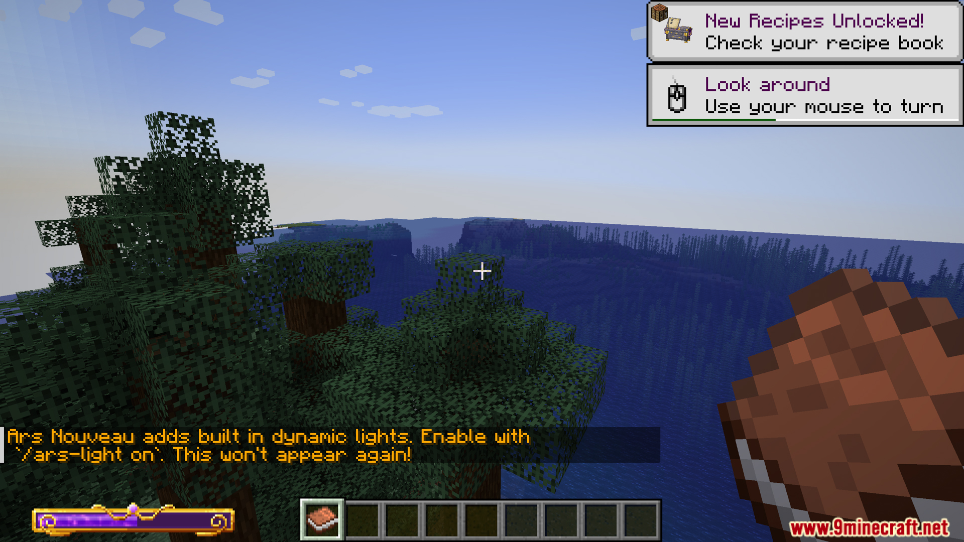 Arsthread Expansion Mod Screenshot 2 Player viewing a chat message about the dynamic lighting feature