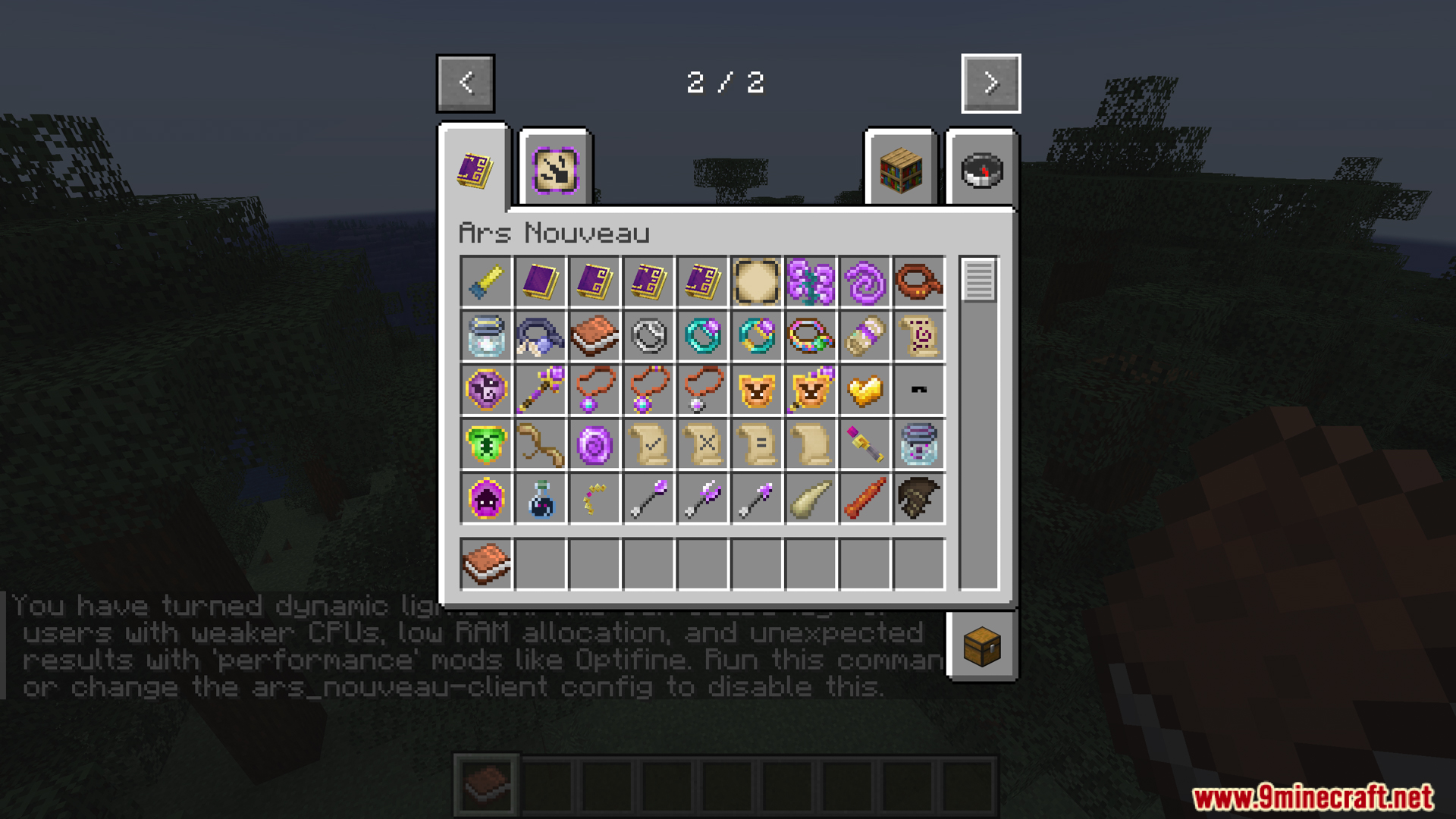 Arsthread Expansion Mod Screenshot 3 Browsing various magical items in the creative mode inventory tab