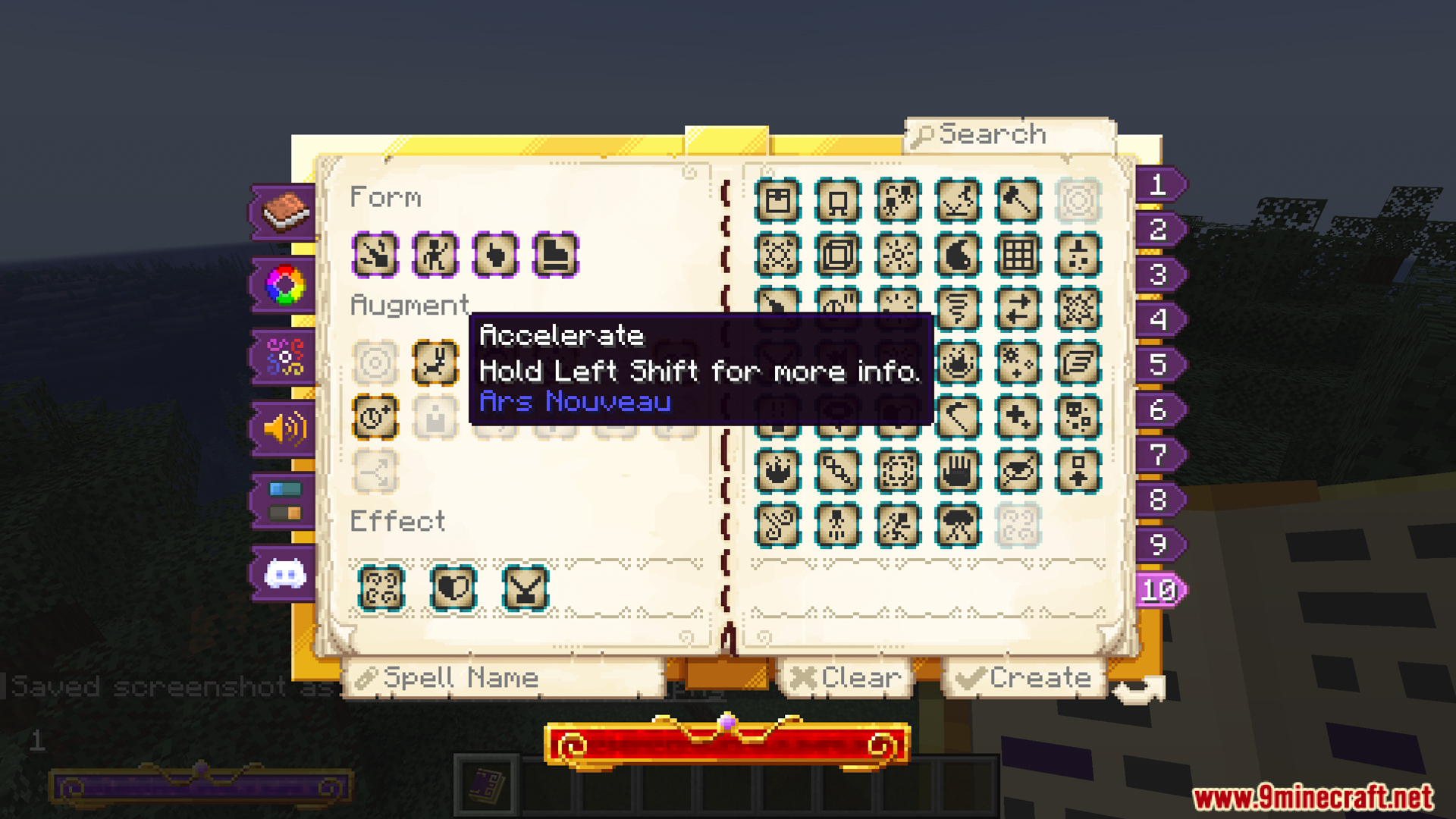 Arsthread Expansion Mod Screenshot 8 Selecting the Accelerate augment in the spell creation book interface
