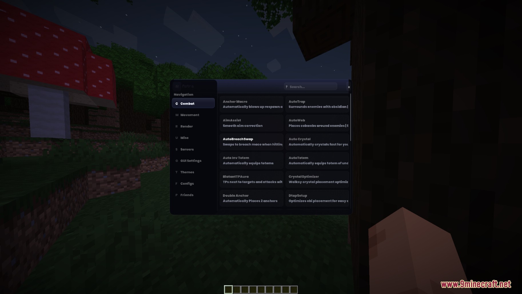 AstraWare V5 Client dark menu showing various automatic combat settings