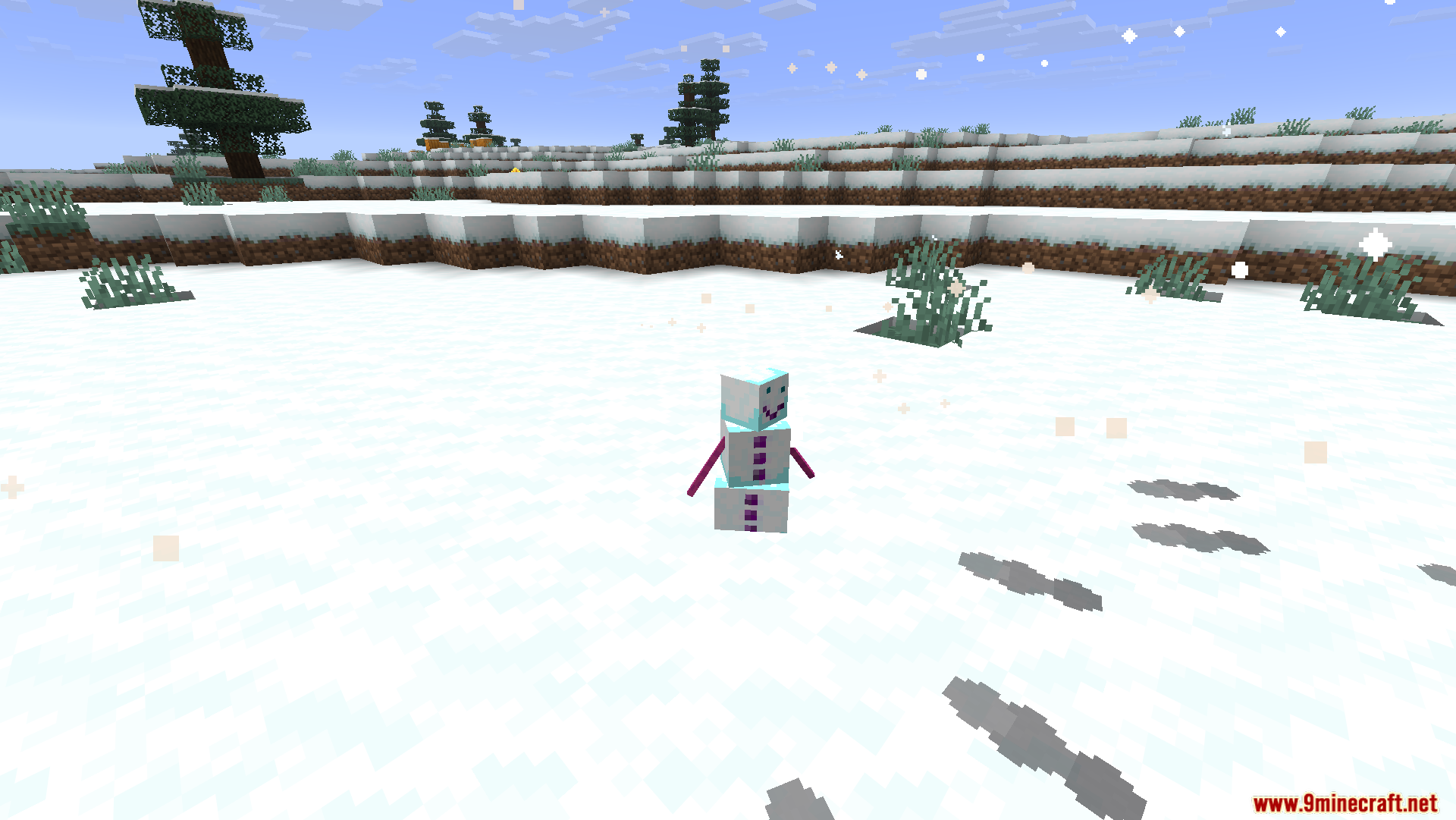 A tiny Auroral Snowlette pet walking across a snowy field