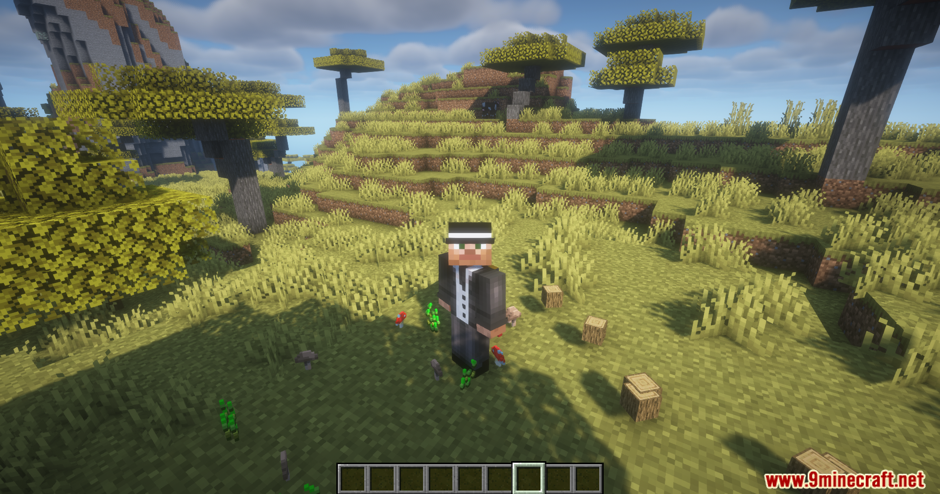 Dropped items remain on the grass around the player character