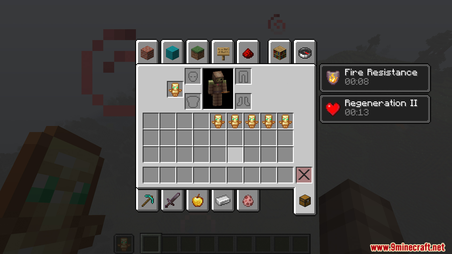 Inventory screen displaying extra totems for the Autototem Mod feature