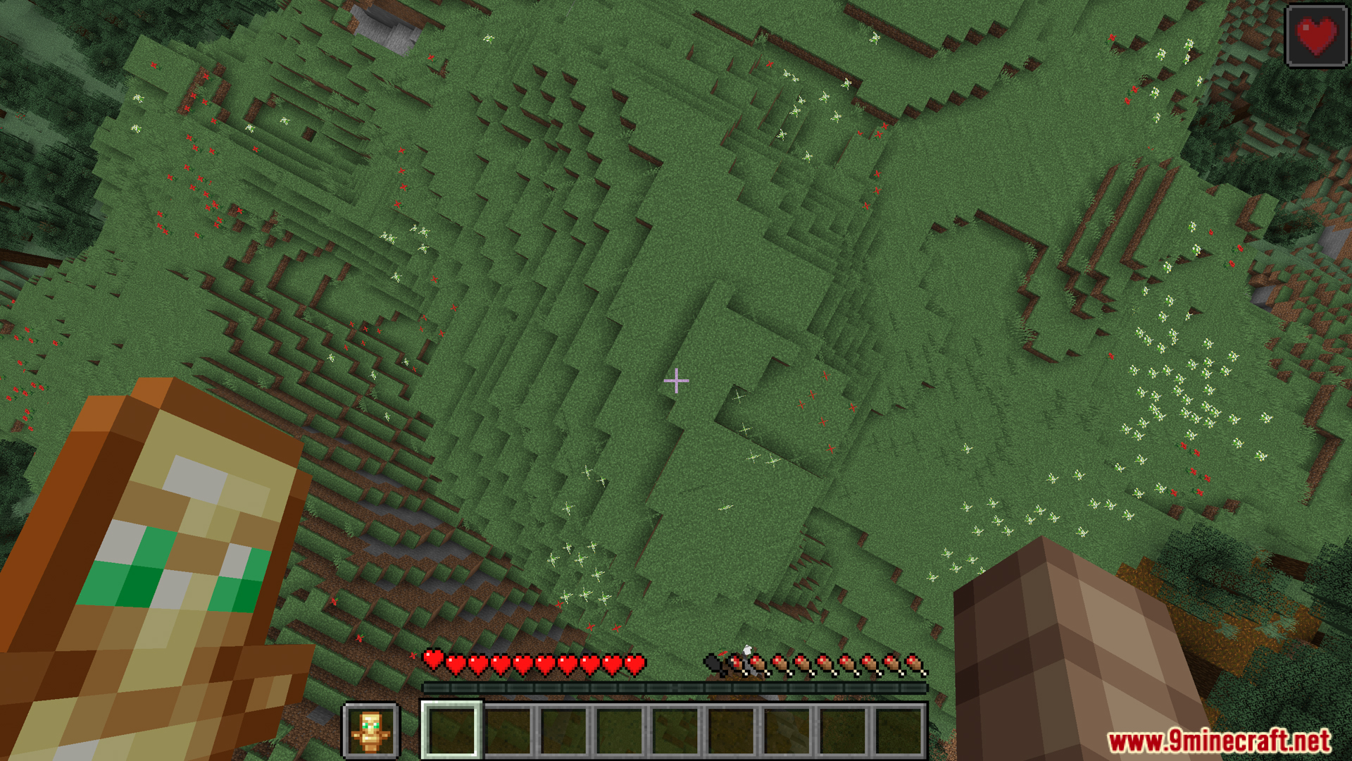 Player falling from a high cliff holding a totem of undying