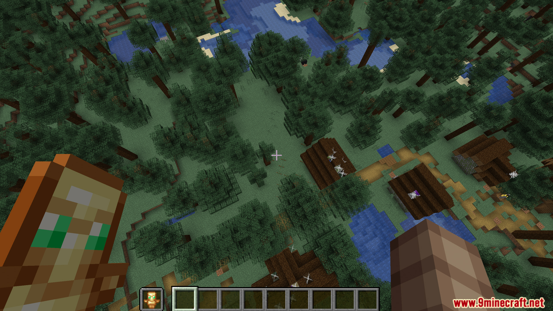 Player falling towards the ground holding a Totem of Undying