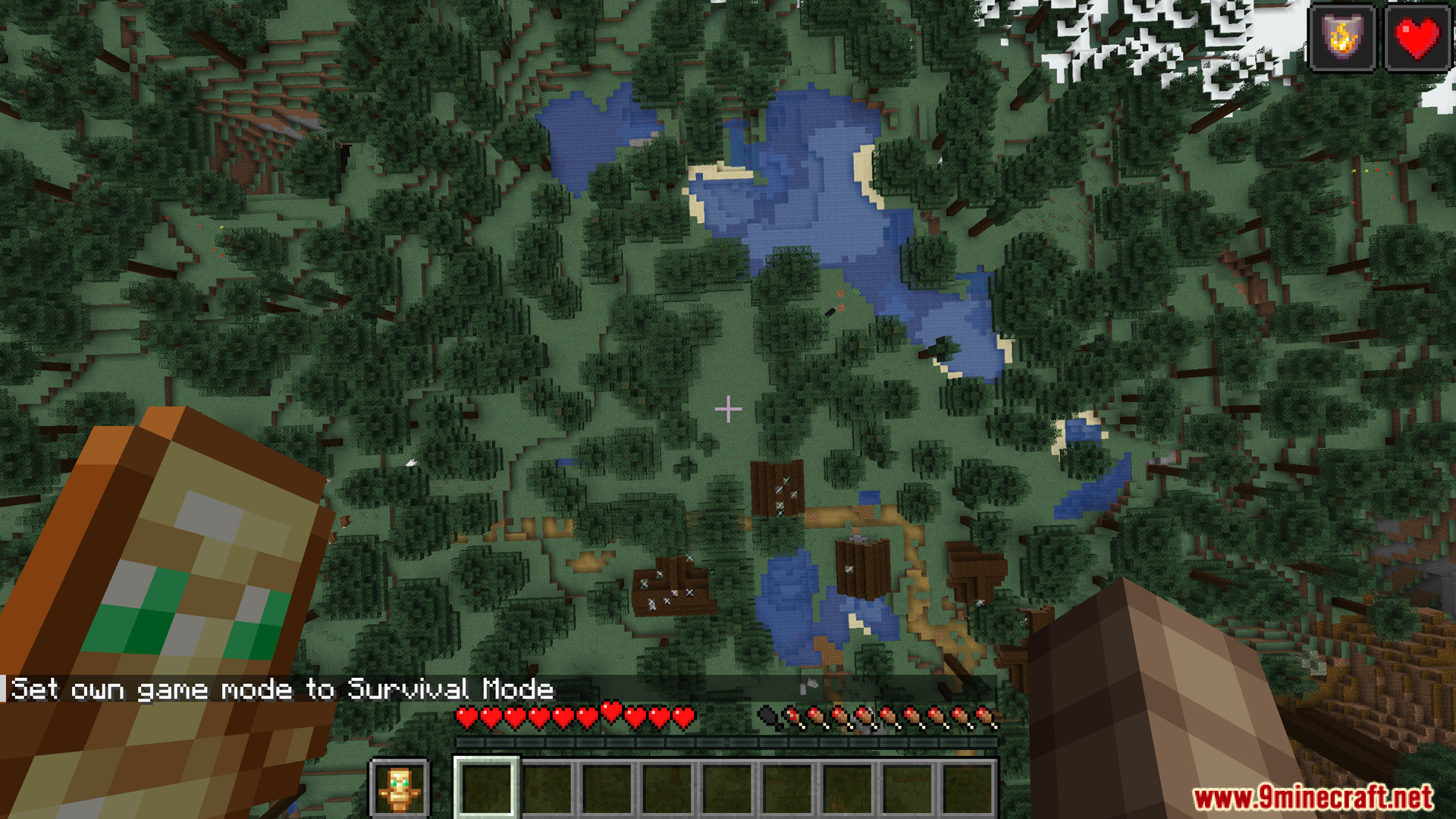 Player falling from sky holding totem of undying in offhand