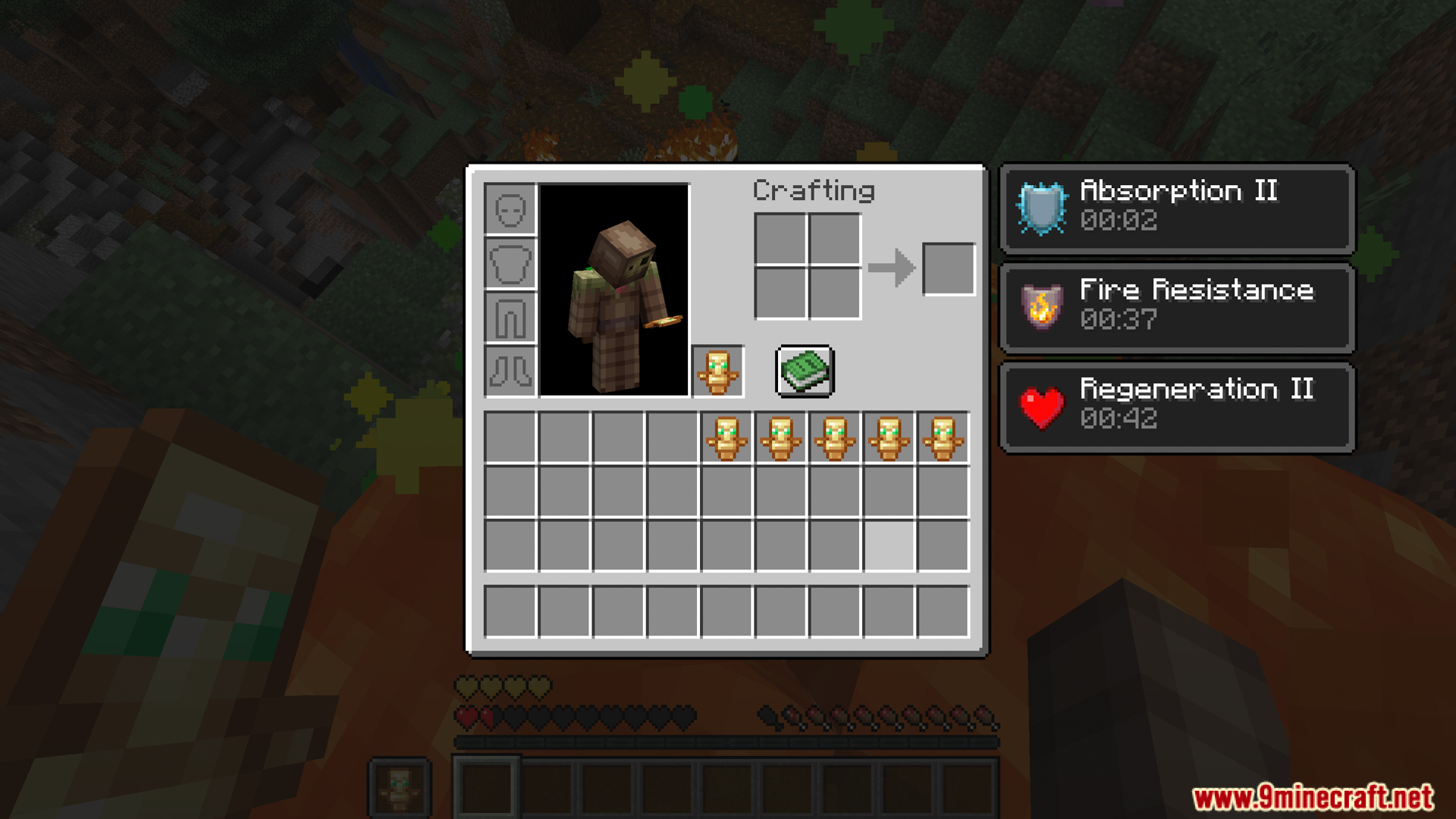 Inventory showing extra totems and status effects from Autototem Mod