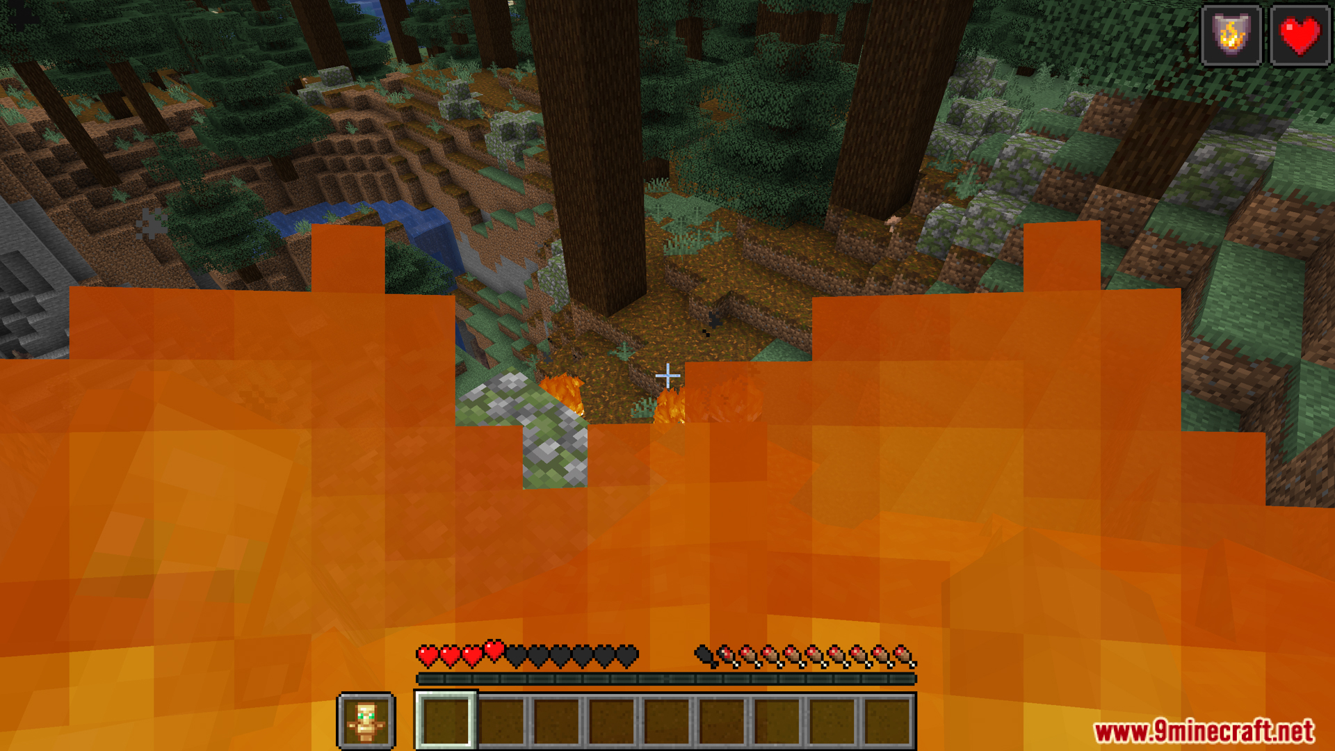 Player taking fire damage while holding a totem of undying