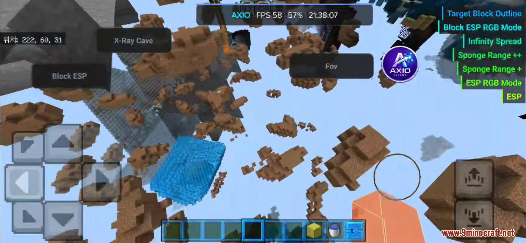 Using X-Ray Cave feature to see through blocks