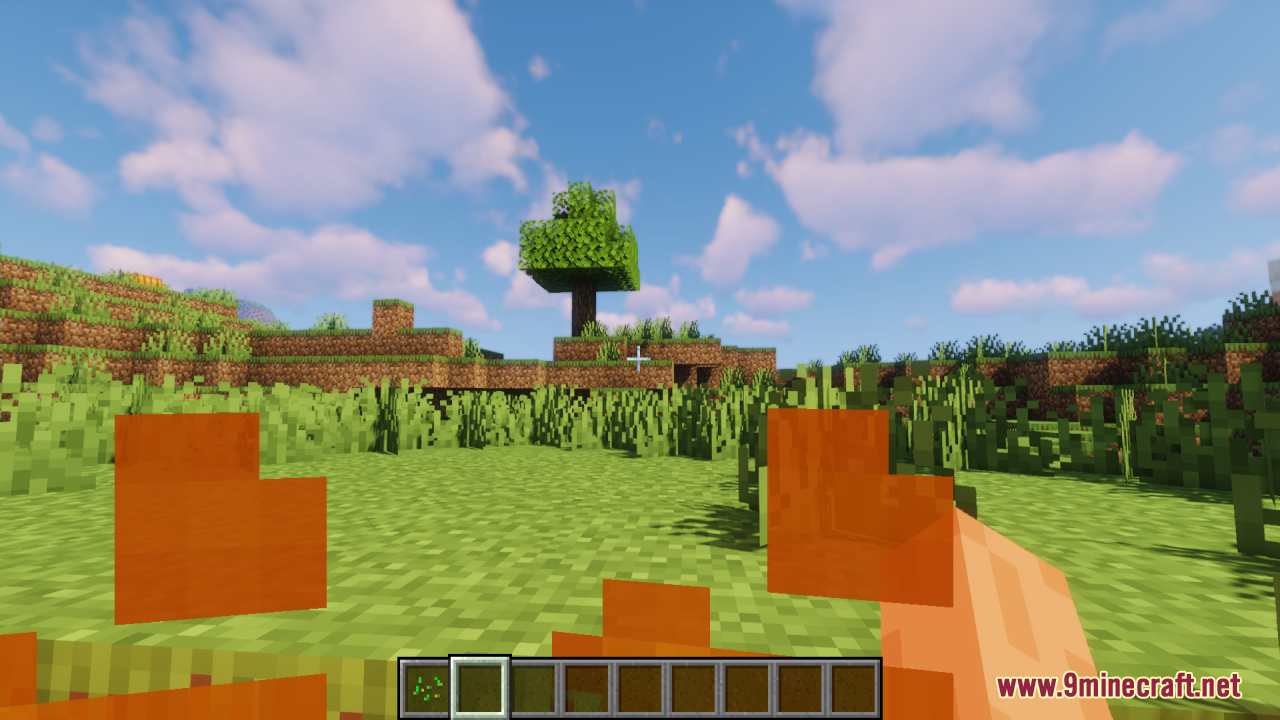 Player view showing reduced fire height from Better Lower Fire pack