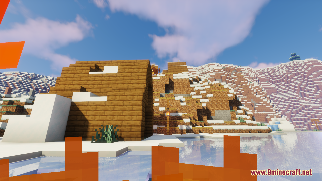 Player standing near wooden building with shortened fire texture on the screen