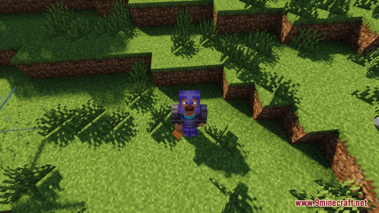 Player wearing netherite armor holding a wooden plank