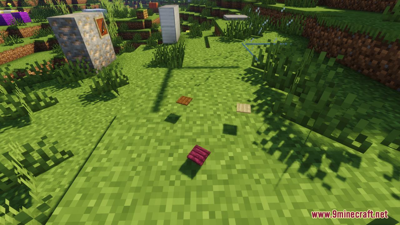 Various wooden planks scattered on the grass