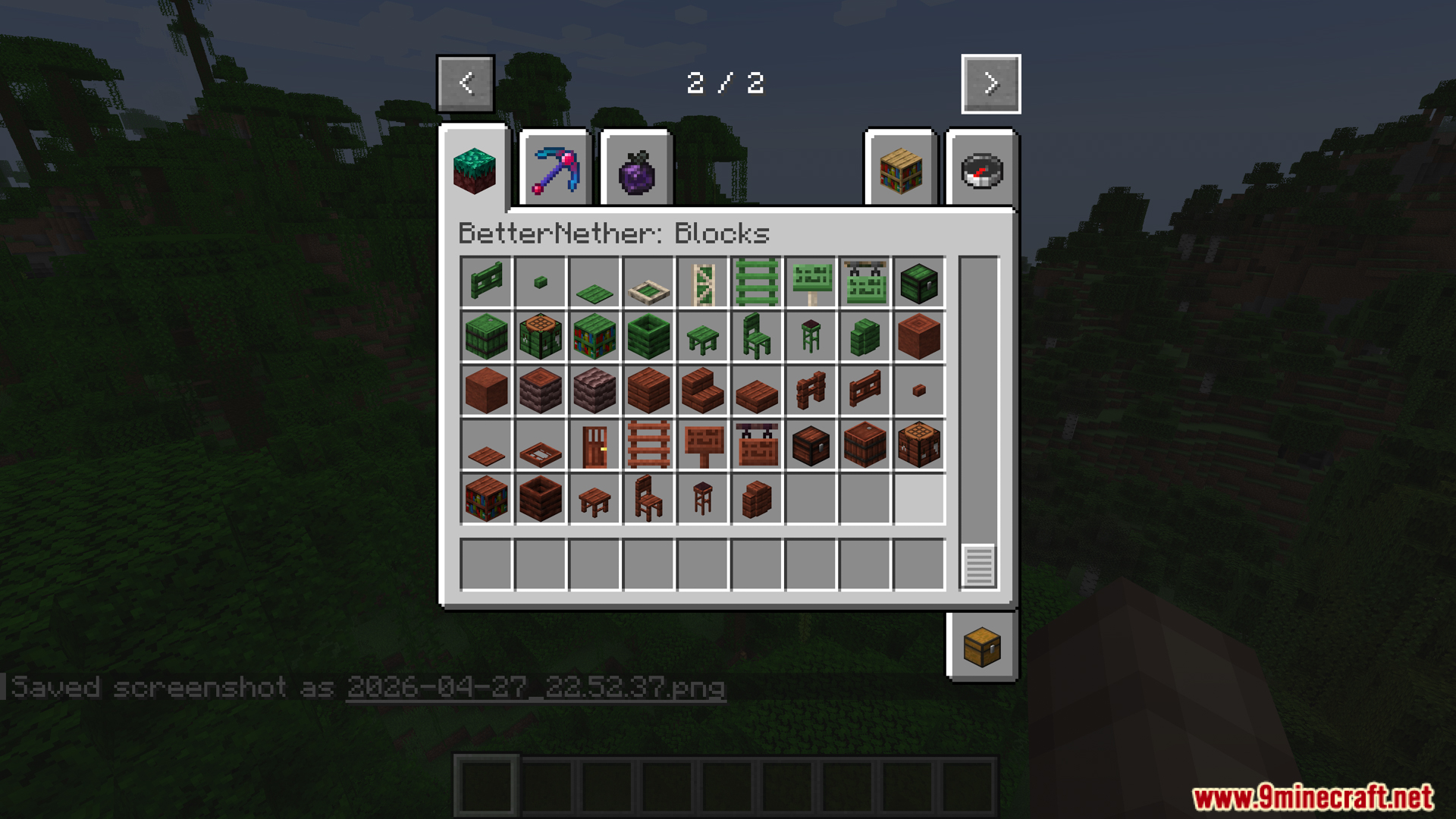 Various new building blocks available in creative mode