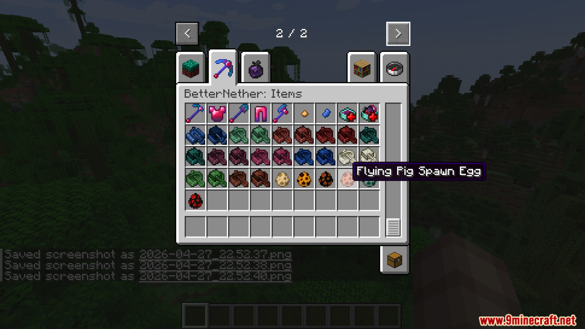 A Flying Pig Spawn Egg from the BetterNether mod