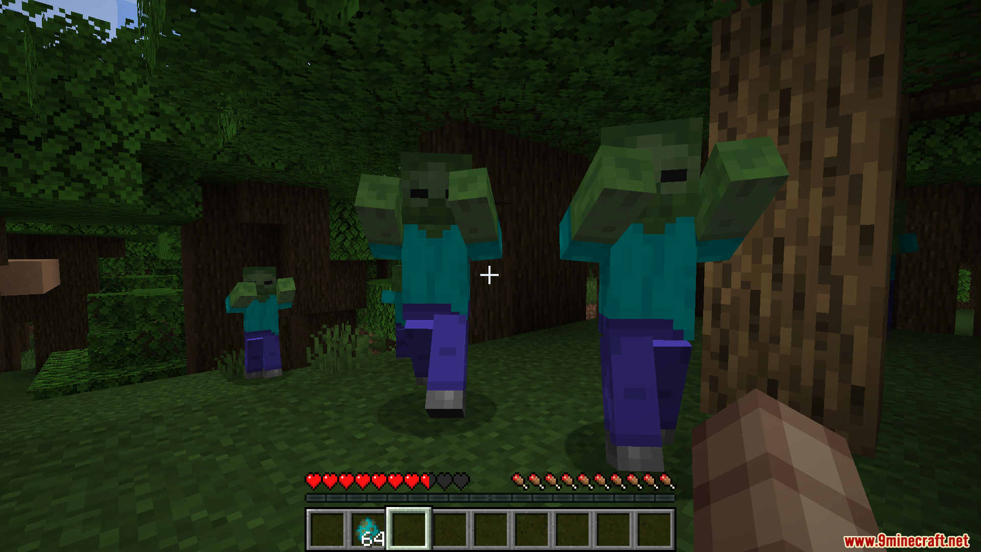 Bewitchment Tweaks Mod Screenshot 5 Player being chased by multiple zombies in a dark forest