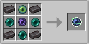 Crafting recipe for a dark orb using netherite and ender pearls
