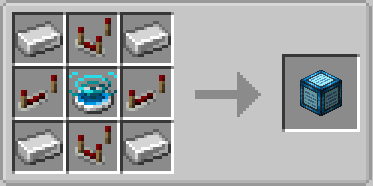 Crafting a blue network storage block using iron and repeaters