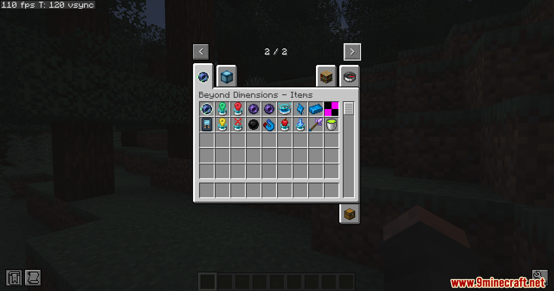 Creative inventory tab showing various new items added by the mod