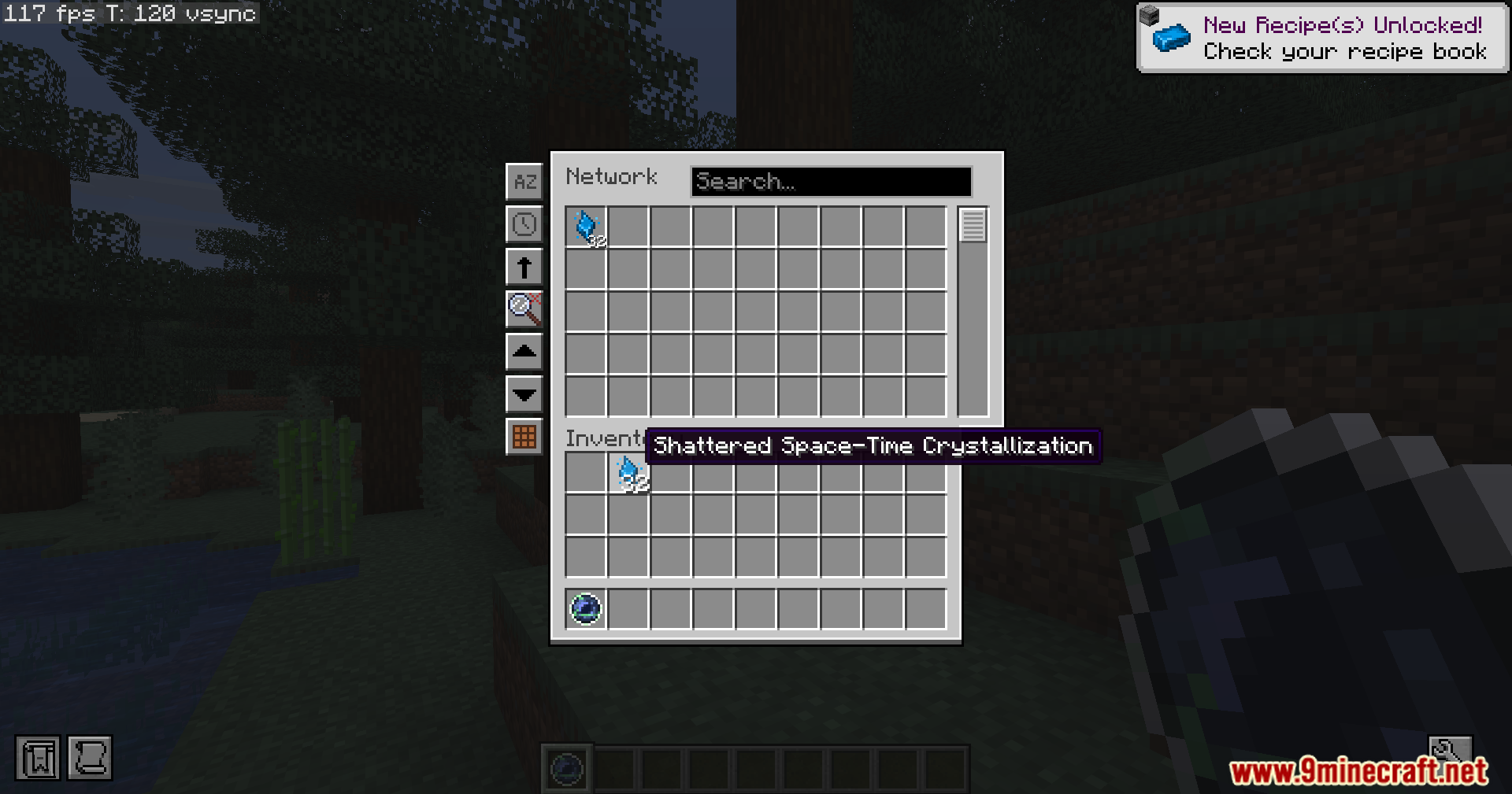 Player highlighting the Network Controller block in the creative inventory menu