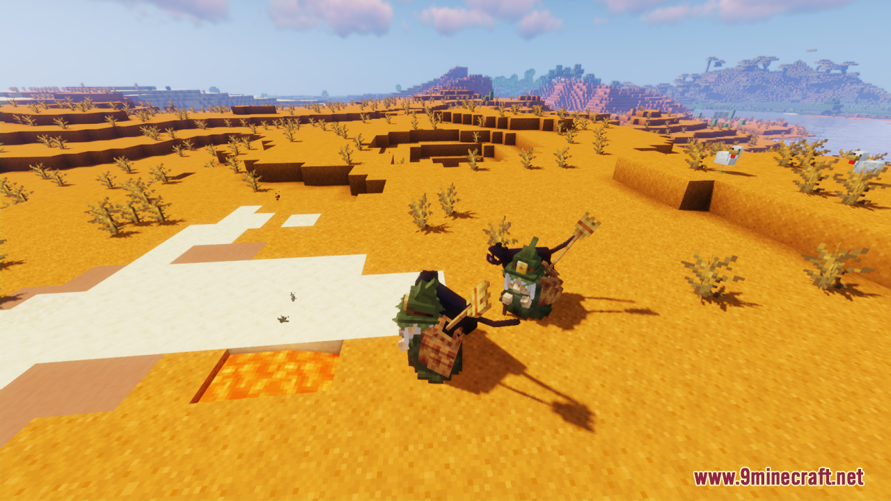 Two dwarf witches standing in a desert biome